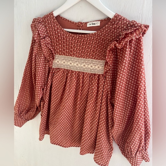 In Loom Women’s Floral Peasant Blouse Ruffles Lace Trim Cottagecore Size S EUC - Picture 2 of 4